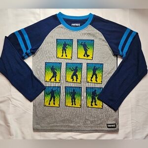 Fortnite Boys Blue And Gray Fortnite Long Sleeve Pajama Top Size XL 14/16